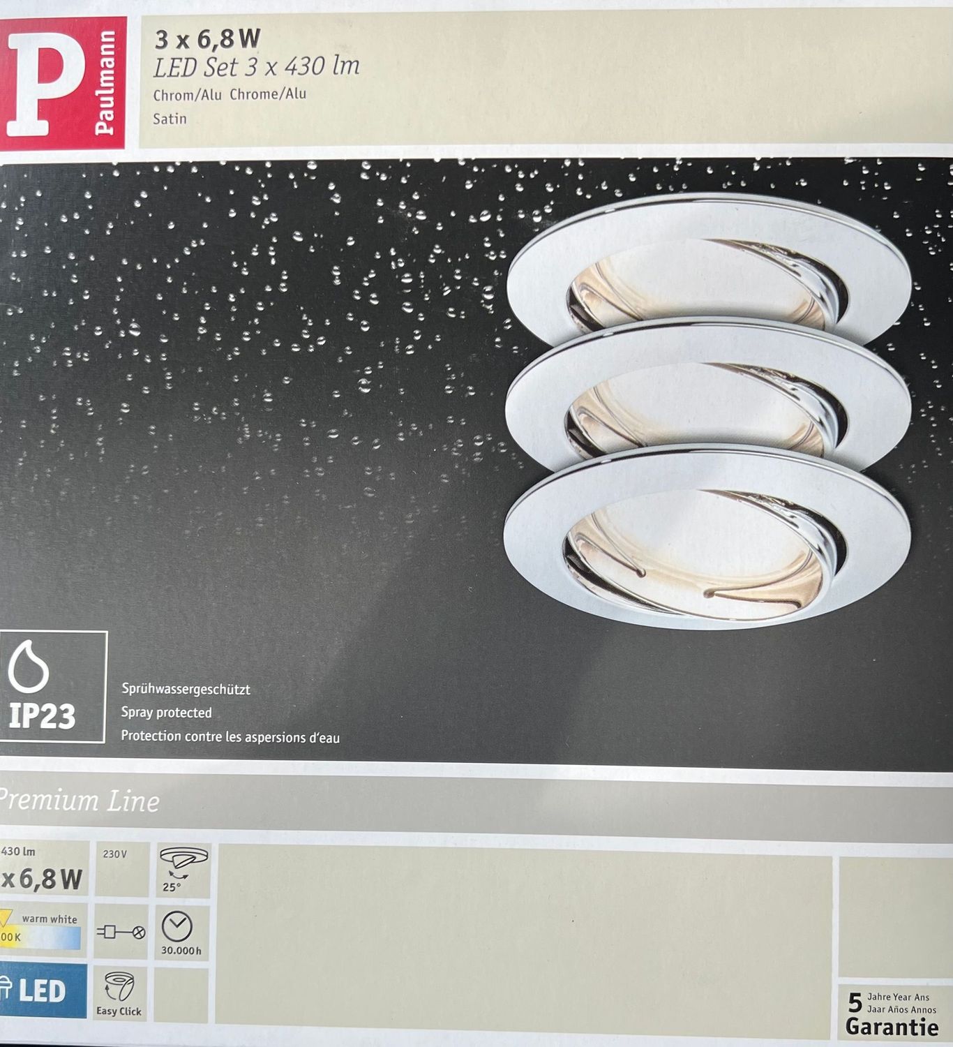 Paulmann Premium  Einbauleuchten Set Coin  satiniert rund schwenkbar  LED 3x6,8W 2