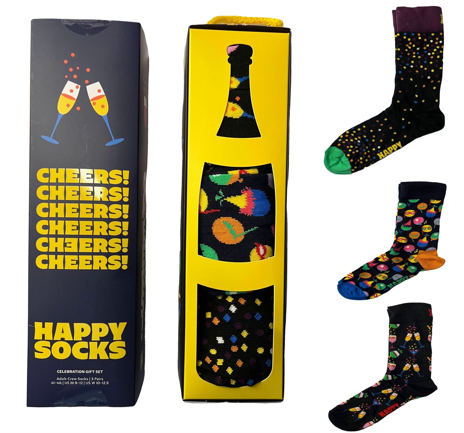 HAPPY SOCKS Geschenkset 3 Paar SCHWARZ