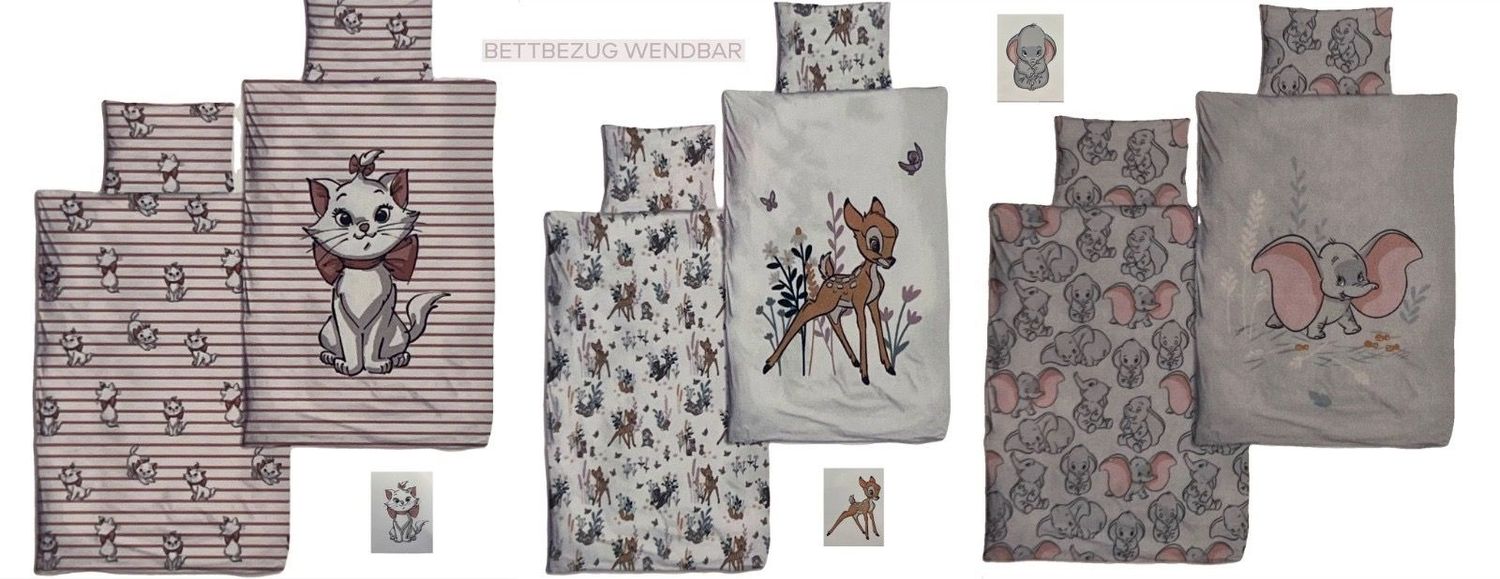 Disney Cat-Marie  Bambi / Dumbo  Bettwäsche  2 Er Set  40 x 60 cm  100 x 135 cm