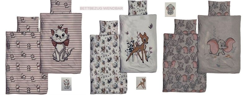 Disney Cat-Marie  Bambi / Dumbo  Bettwäsche  2 Er Set  40 x 60 cm  100 x 135 cm