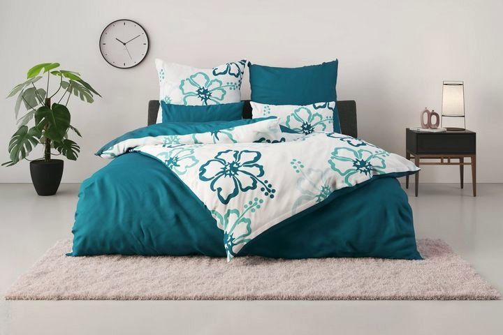 Wende-Bettwäsche Baumwolle Decke 135x200 Kissen 80x80 Bettbezug Set 2tlg