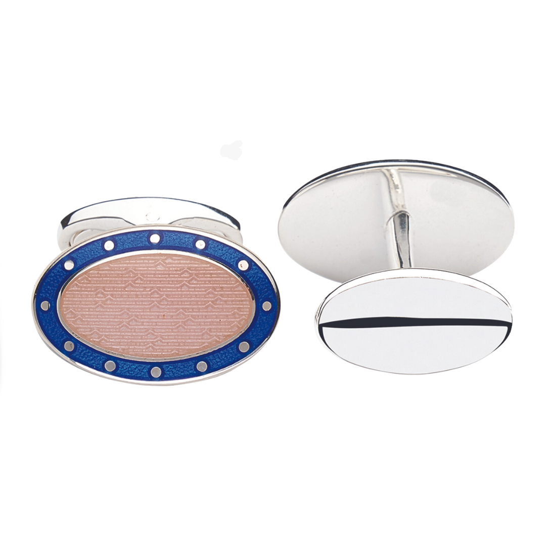 Waves Cufflinks, Colour: Pink/Blue, Fitting Style: Swivel Fitting