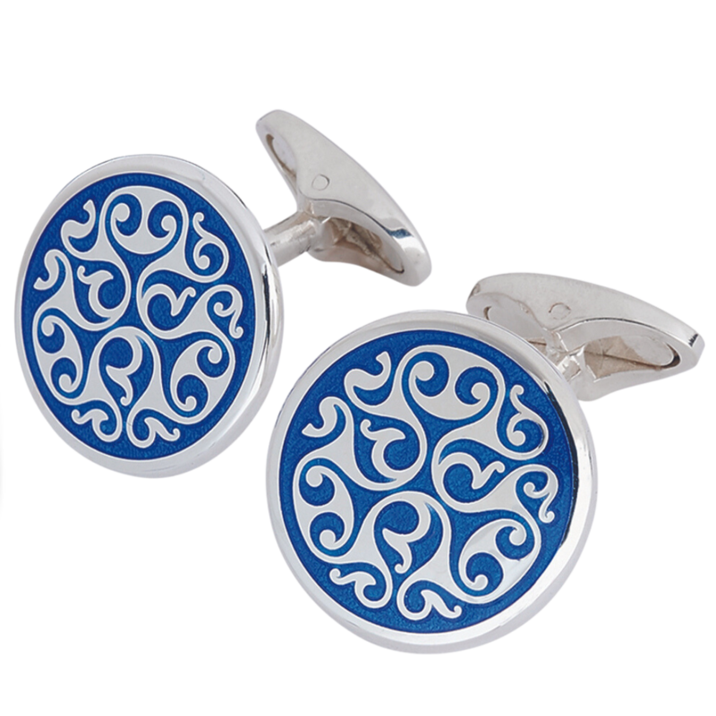 Hanbury Cufflinks, Colour: Blue, Fitting Style: Swivel Fitting