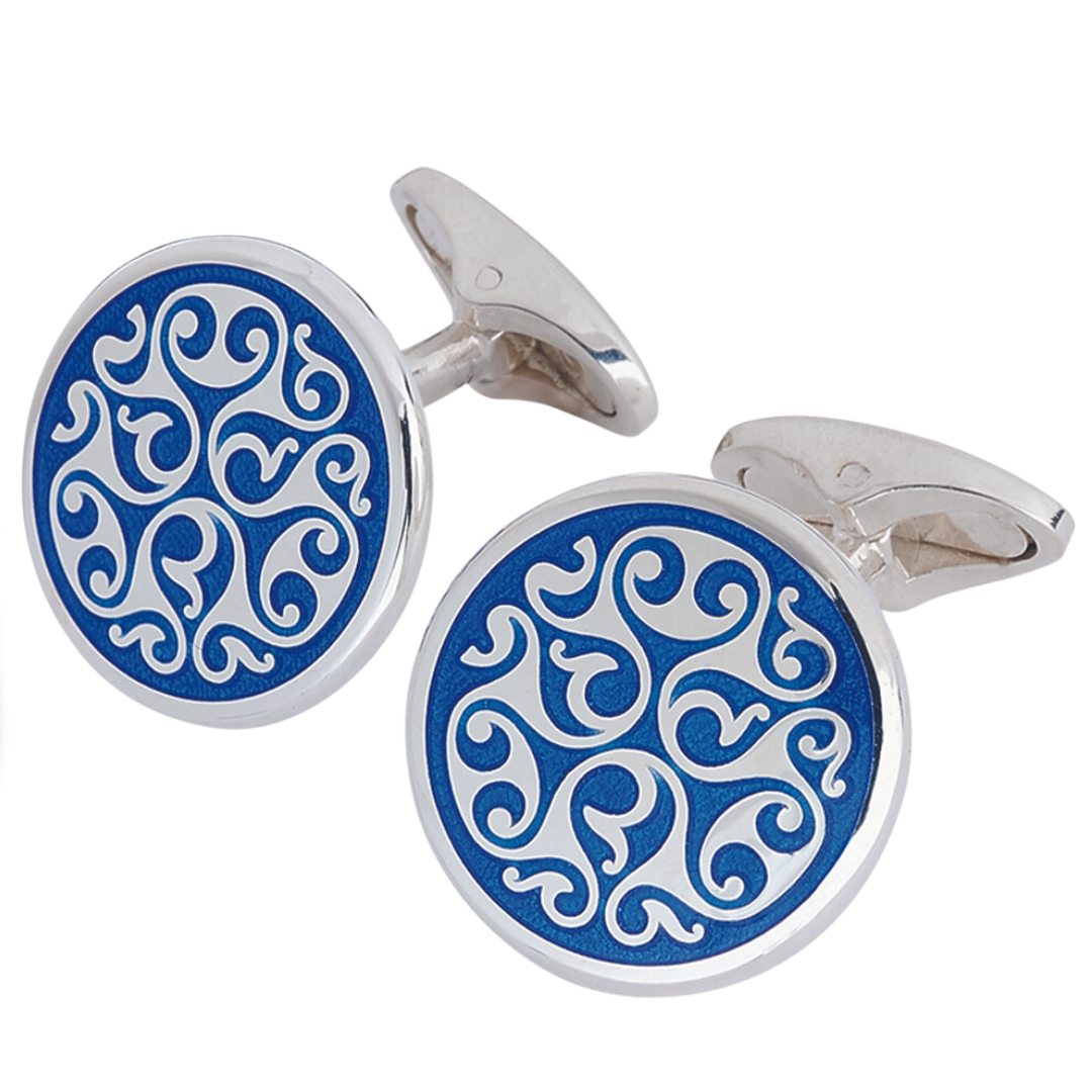Hanbury Cufflinks, Colour: Blue, Fitting Style: Swivel Fitting
