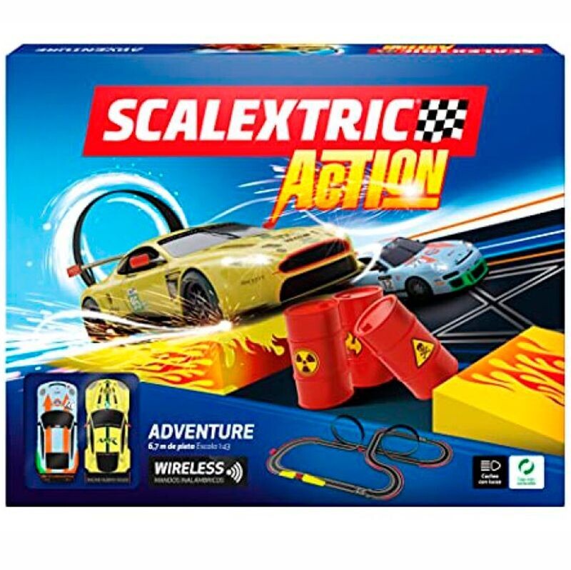 CIRCUITO ACTION ADVENTURE COCHES CON LUCES ASTON + PORSCHE