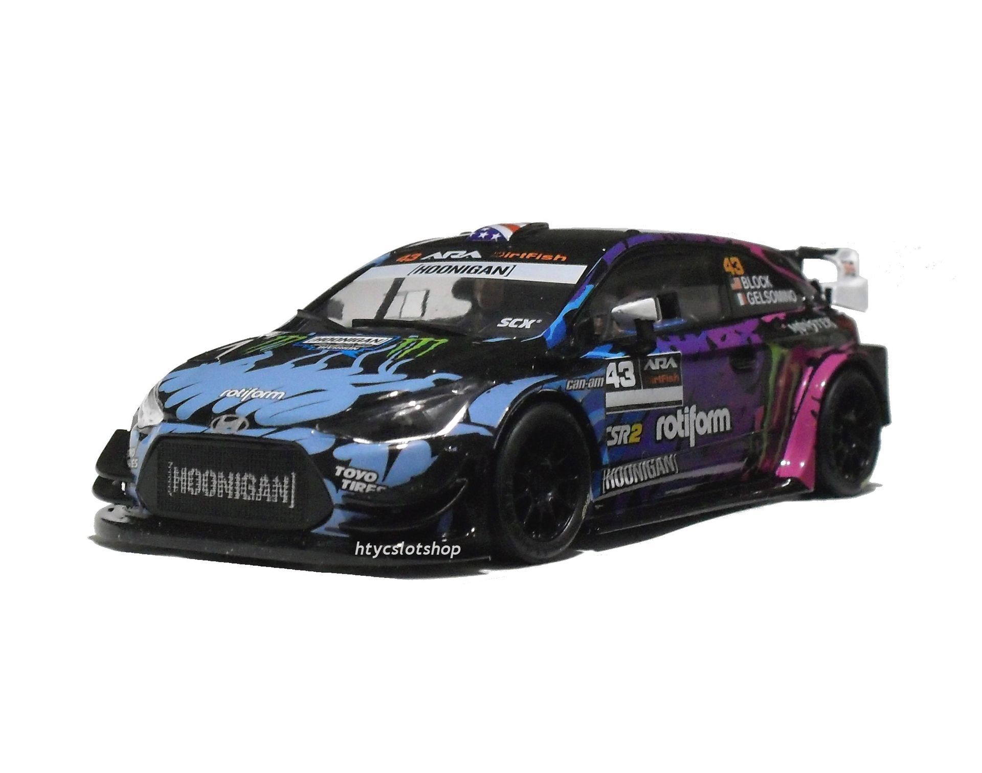 Slot car scalextric Advance E10454S300 Hyundai i-20 #43  Monster  WRC Ken