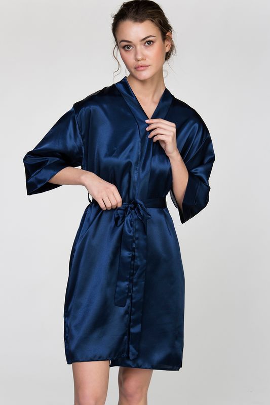 Bata de seda Azul Marino