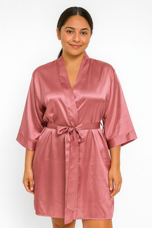 Bata de Satin Color Dusty Rose