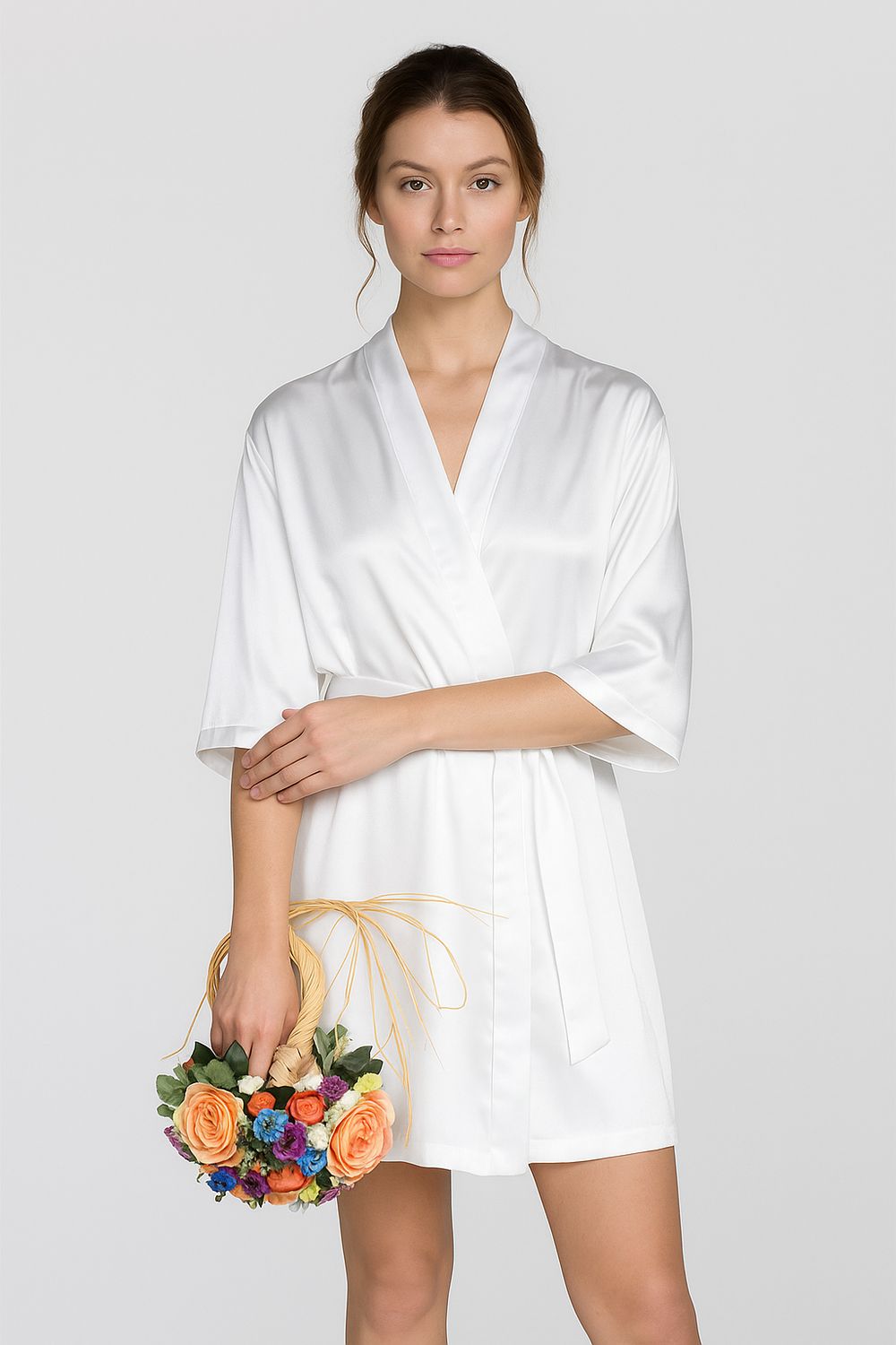 Bata de Satin Blanca para Novia