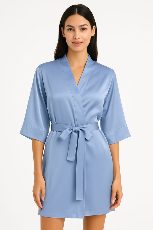 Bata de Satin Color Baby Blue