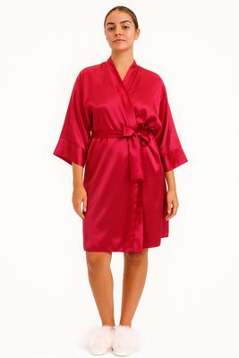 Bata de Seda Color Magenta