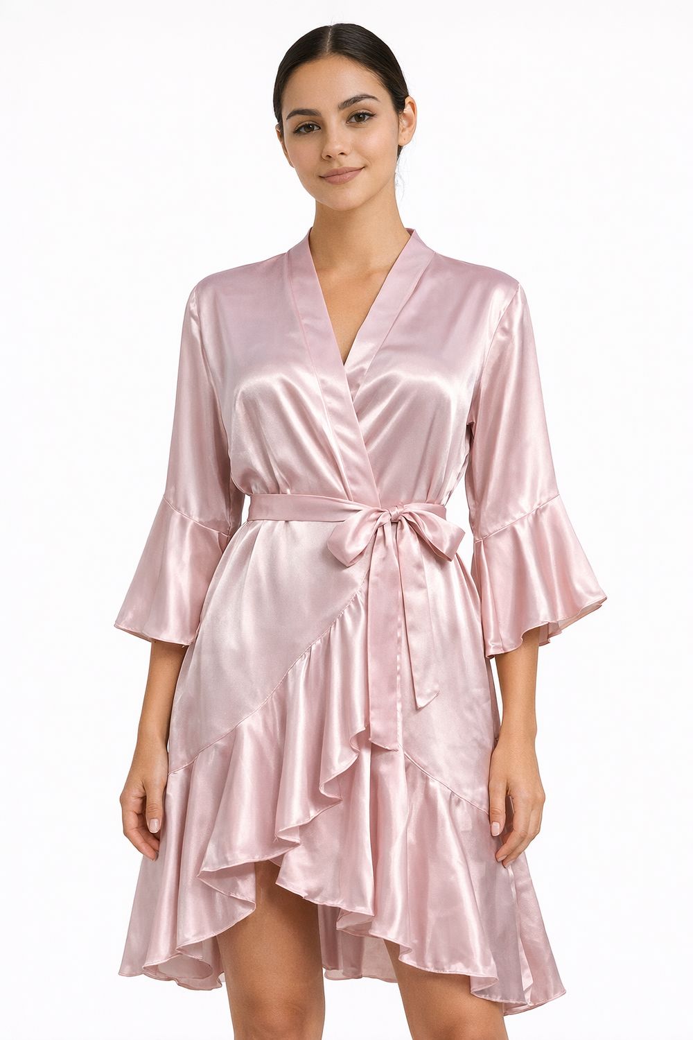 Bata de Seda Blush con Vuelos