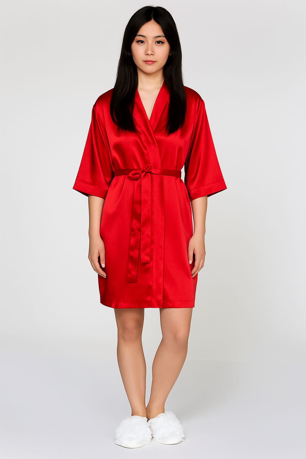 Bata de Satin Color Rojo