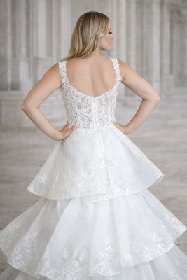 Vestido de Novia Corte A con Encaje, Escote en V y Espalda en U