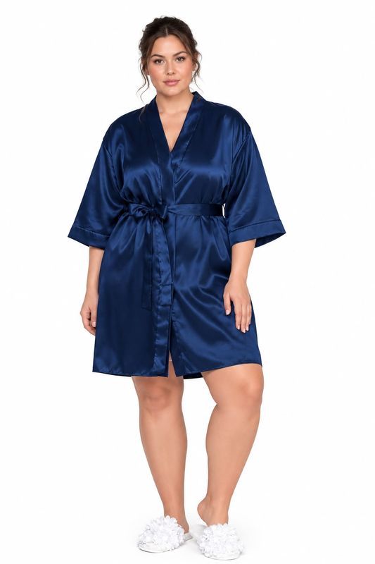 NAVY SATIN ROBE