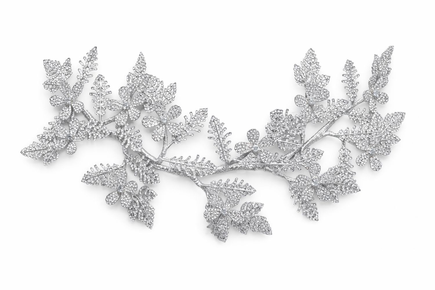 Tocado Flexible de Cristales en Plata Oscura