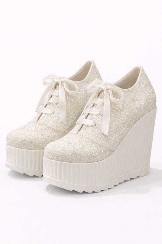 Zapatillas Blancas con Escarcha y Tacón de 12 cm
