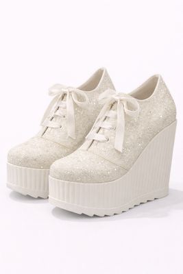 Zapatillas Blancas con Escarcha y Tacón de 12 cm