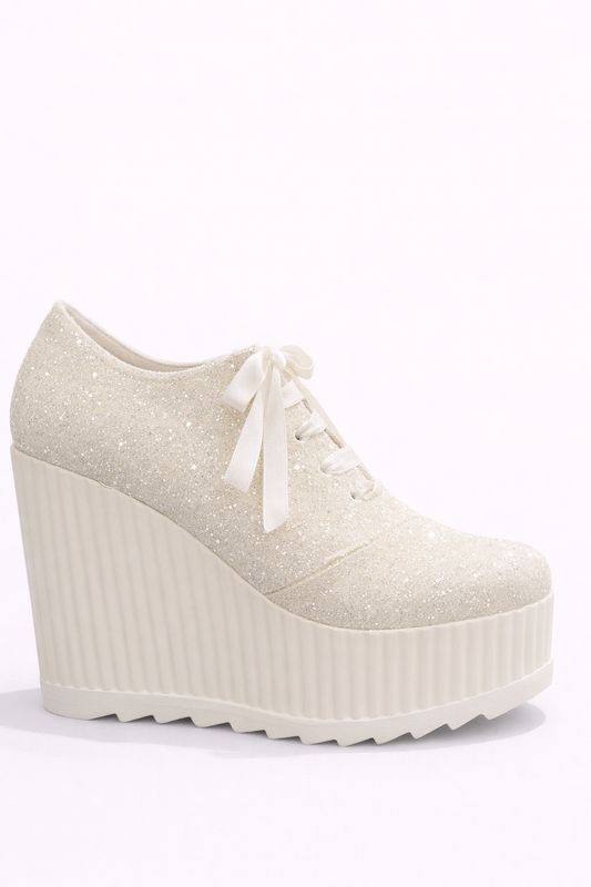 Zapatillas Blancas con Escarcha y Tacón de 12 cm