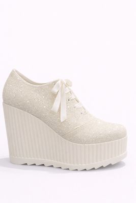 Zapatillas Blancas con Escarcha y Tacón de 12 cm