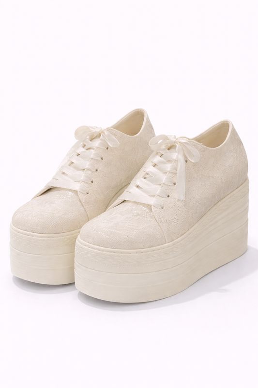Zapatillas de 6.5 cm con Diseño de Encaje