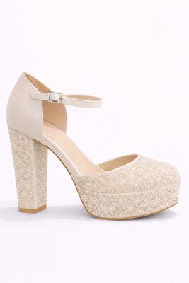 Zapato Alto Color Ivory de 12 cm con Cristales y Perlas