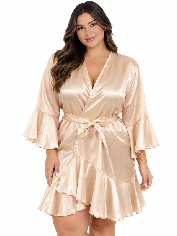 CHAMPAGNE SATIN RUFFLED