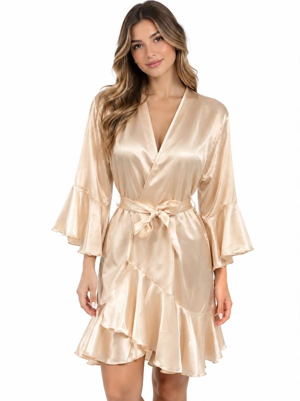CHAMPAGNE SATIN RUFFLED