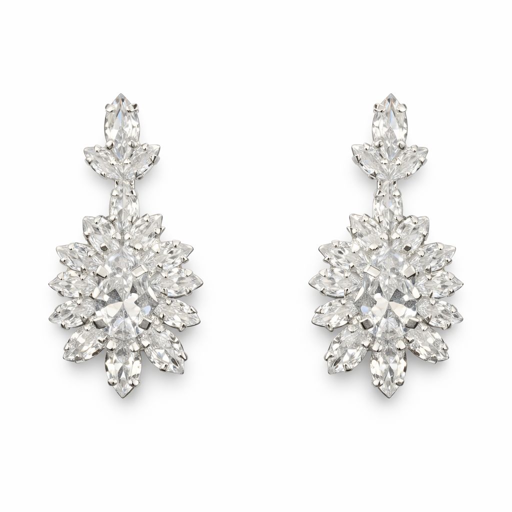Aretes Colgantes de Circonia con Diseño de Flor
