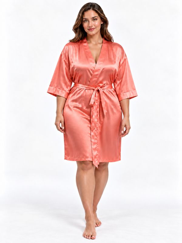 PEACH ROSADO SATIN ROBE