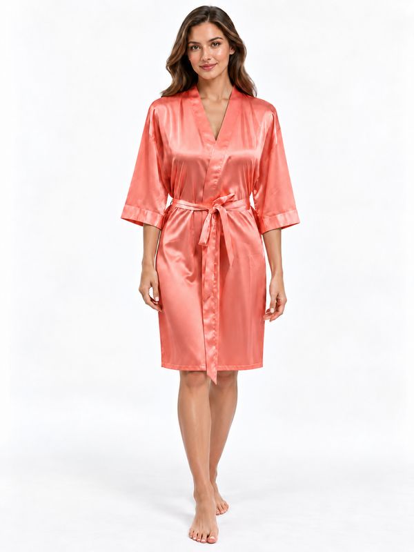 PEACH ROSADO SATIN ROBE