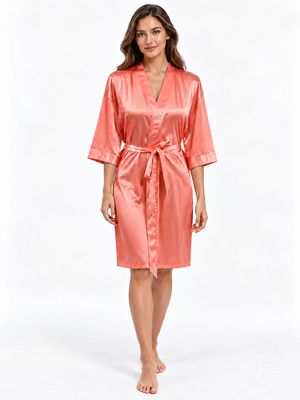PEACH ROSADO SATIN ROBE