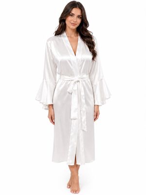 LONG WHITE RUFFLED ROBE