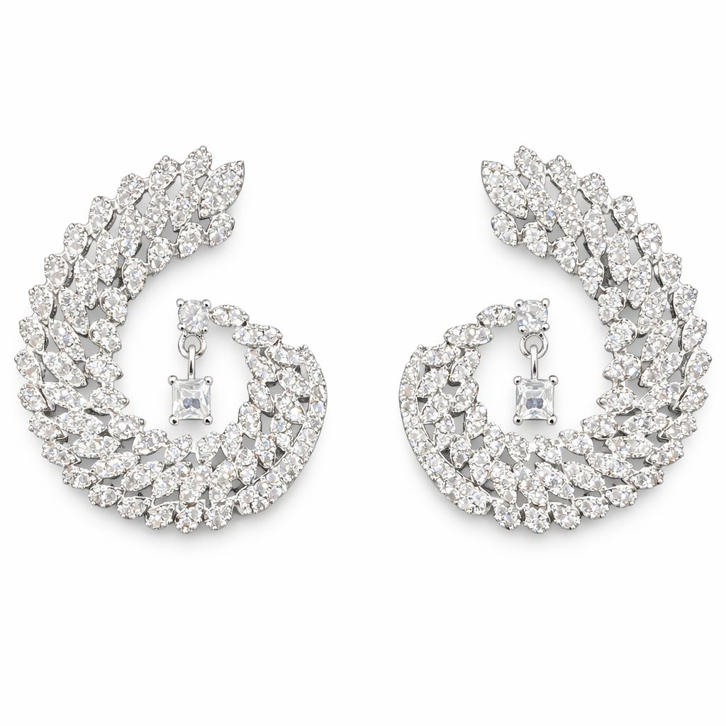 Arete Espiral con Cristales Incrustados y Cristal Colgante