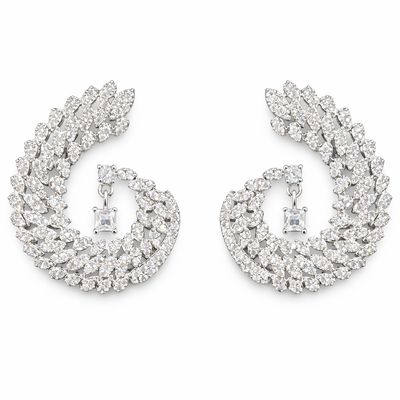 Arete Espiral con Cristales Incrustados y Cristal Colgante