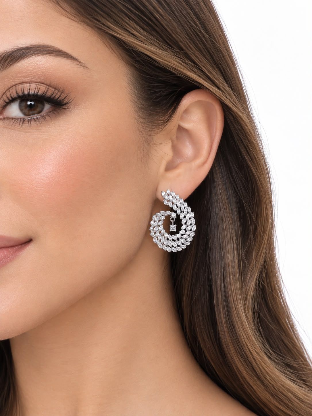 CRYSTAL DROP SPIRAL EARRINGS