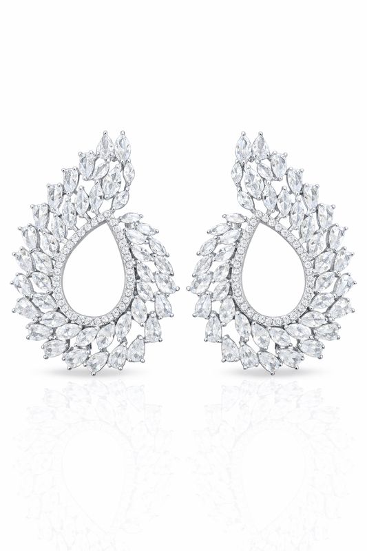 Aretes en Forma de Gota con Marco de Cristales