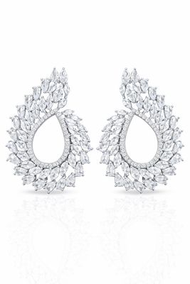 Aretes en Forma de Gota con Marco de Cristales