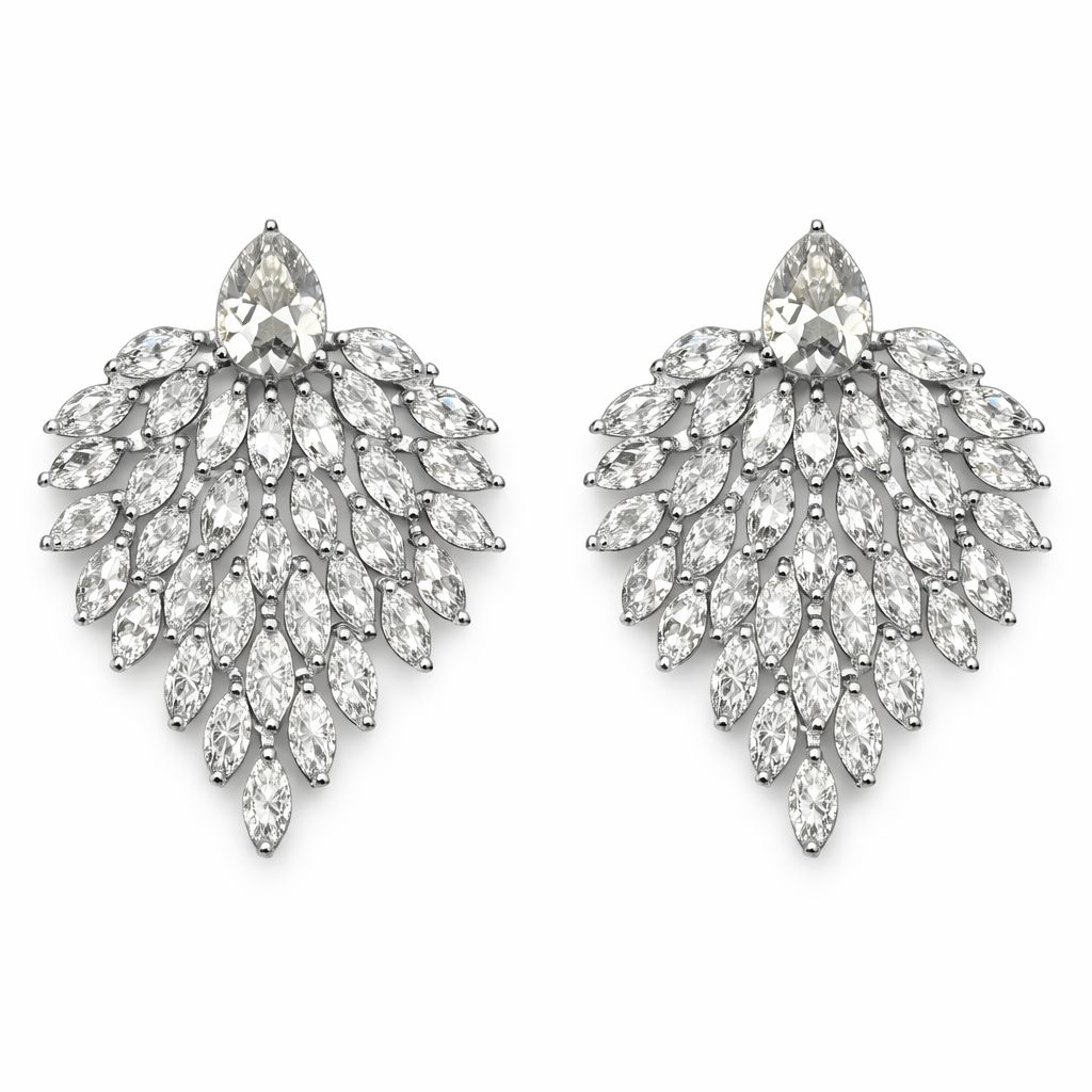 Aretes de Plata con Cristales en Forma de Cascada