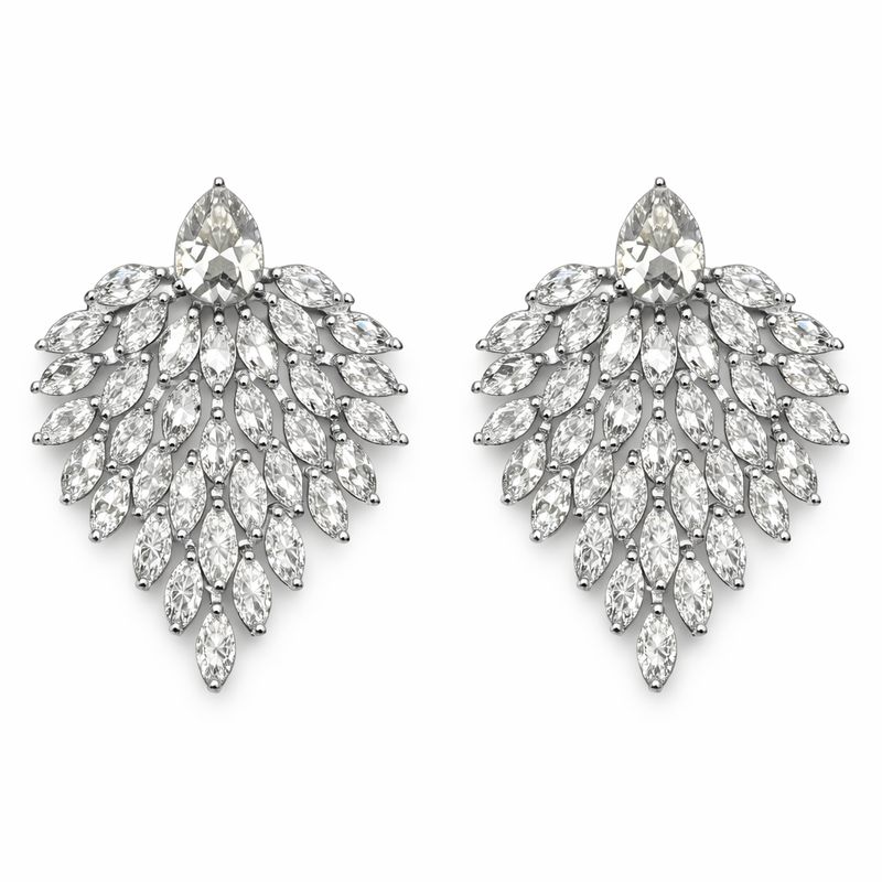 Aretes de Plata con Cristales en Forma de Cascada