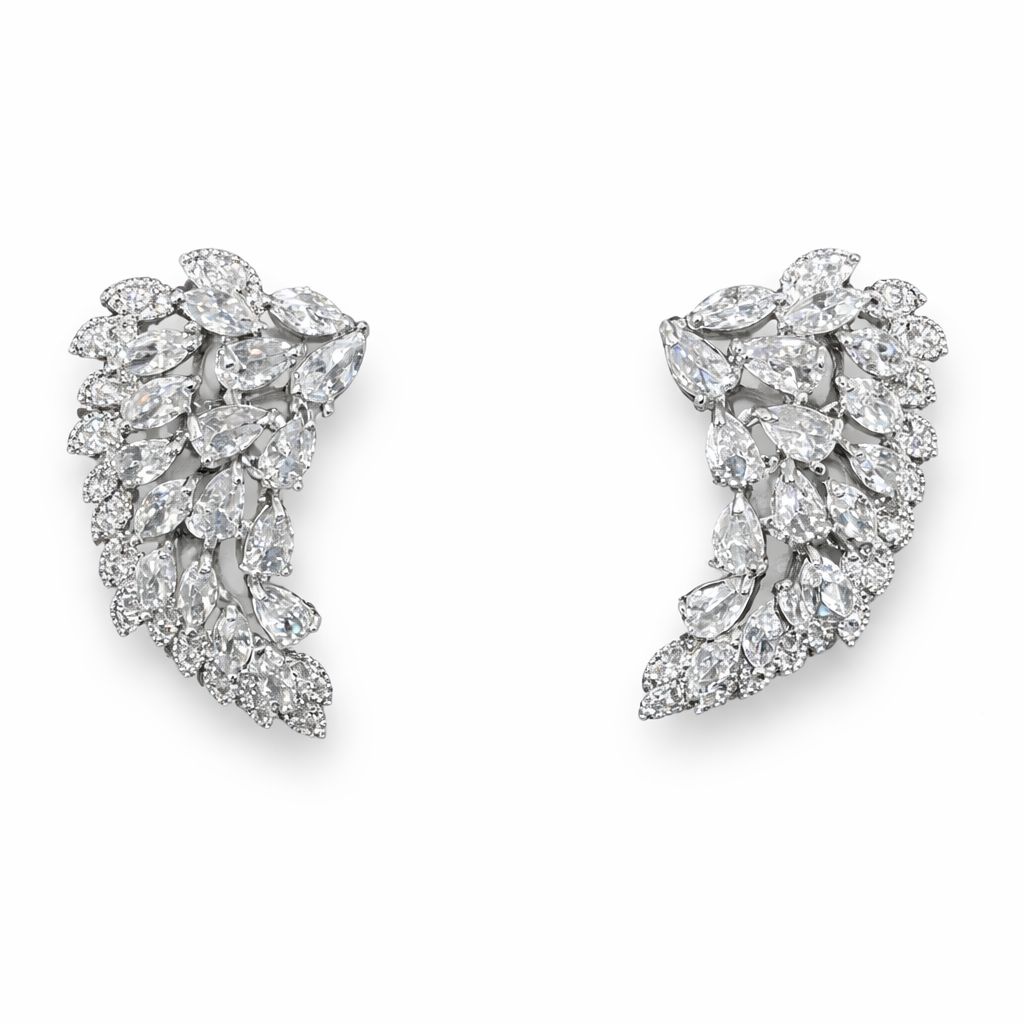 Aretes con Diseño de Alas Bañados en Plata