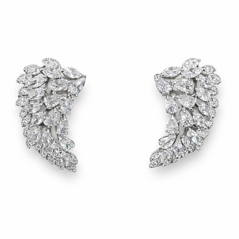Aretes con Diseño de Alas Bañados en Plata