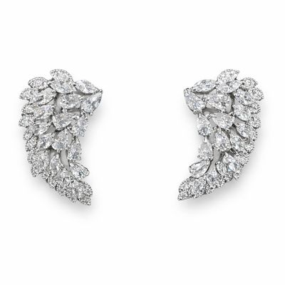 Aretes con Diseño de Alas Bañados en Plata