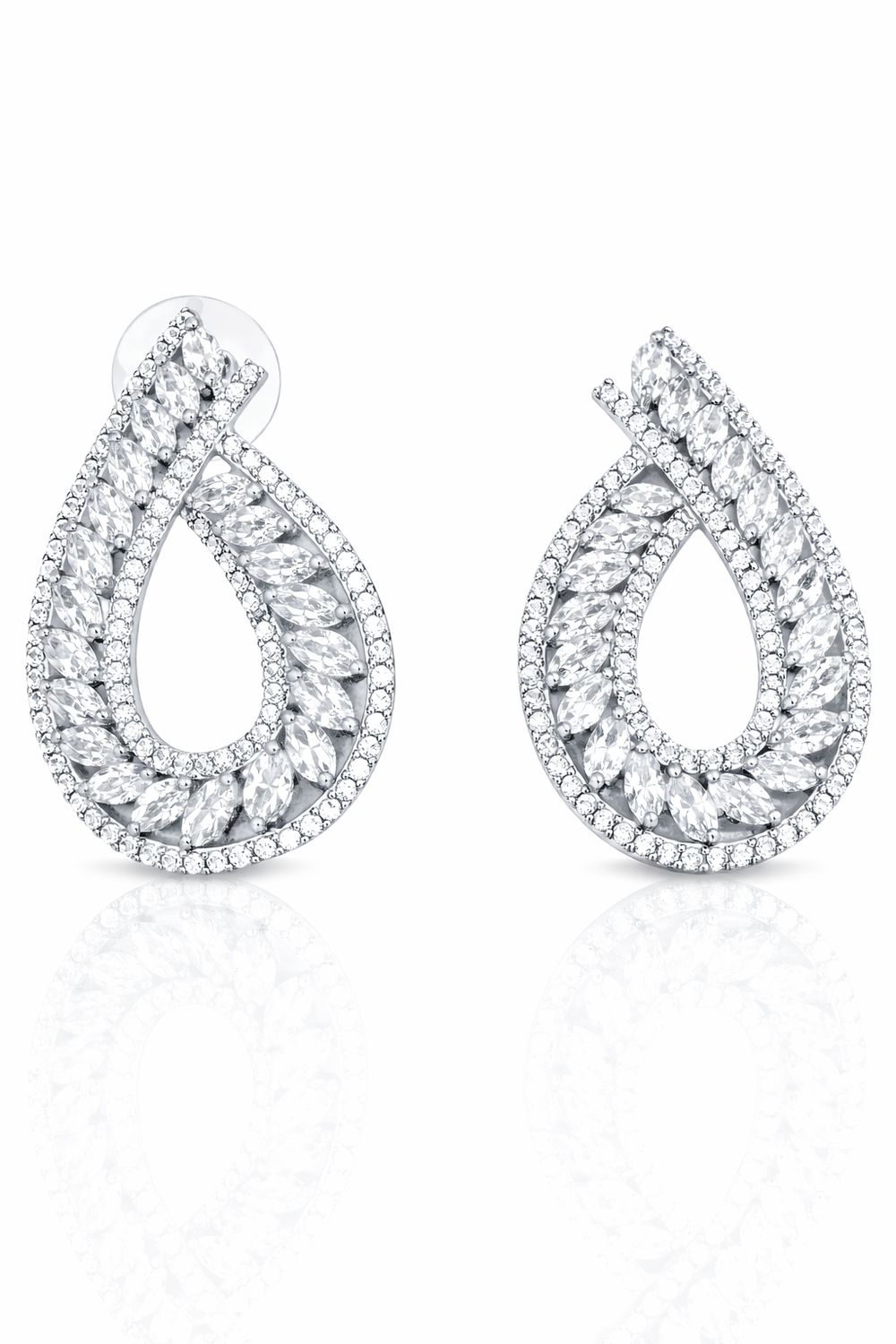 Aretes de Plata en Forma de Gota con Cristales