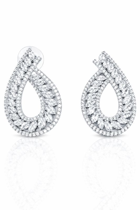 Aretes de Plata en Forma de Gota con Cristales