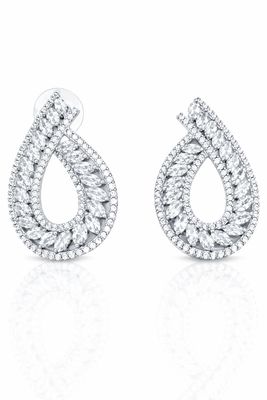 Aretes de Plata en Forma de Gota con Cristales