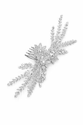 Peineta Botánica en Plata con Cristales