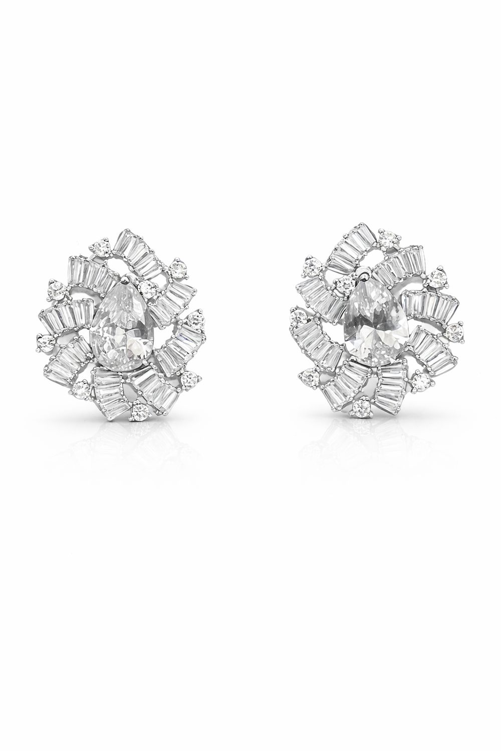 Aretes de Plata con Cristales Corte Baguette