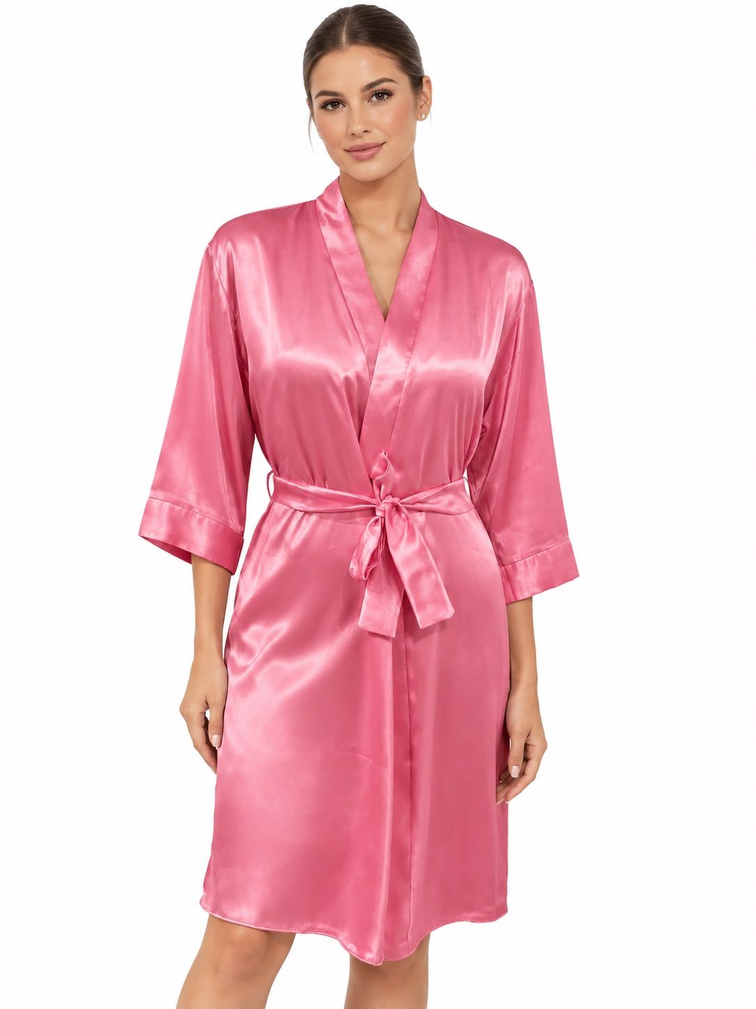 DARK PINK SATIN ROBE