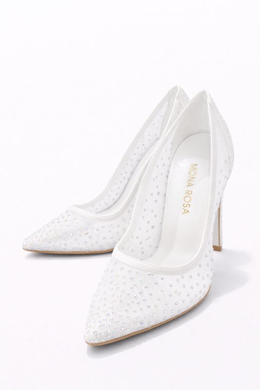 Zapato de Punta Blanco con Cristales
